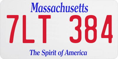 MA license plate 7LT384