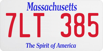 MA license plate 7LT385