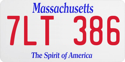 MA license plate 7LT386