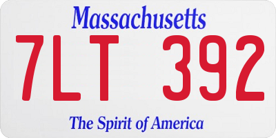 MA license plate 7LT392
