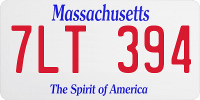 MA license plate 7LT394