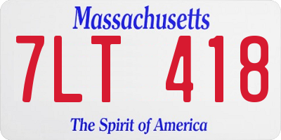 MA license plate 7LT418