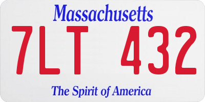 MA license plate 7LT432