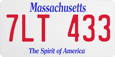 MA license plate 7LT433