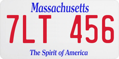 MA license plate 7LT456