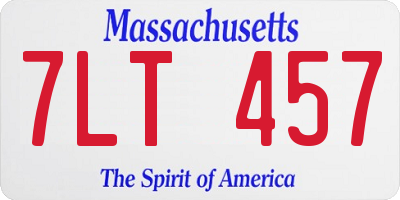 MA license plate 7LT457