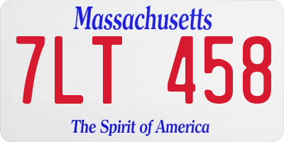 MA license plate 7LT458