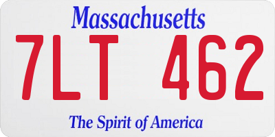 MA license plate 7LT462