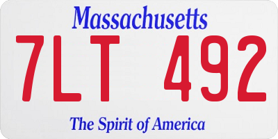 MA license plate 7LT492