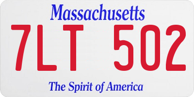 MA license plate 7LT502