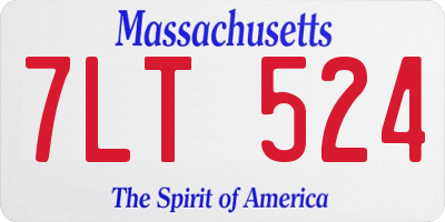 MA license plate 7LT524