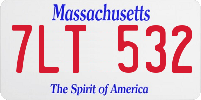 MA license plate 7LT532