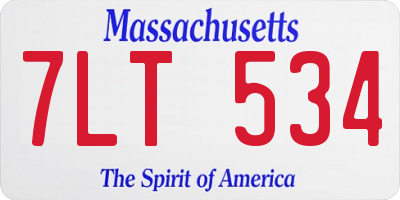 MA license plate 7LT534