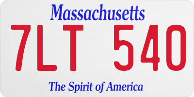 MA license plate 7LT540