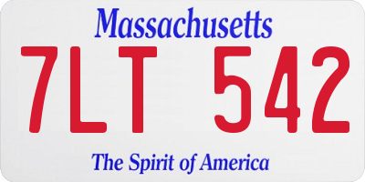 MA license plate 7LT542