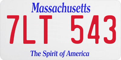 MA license plate 7LT543