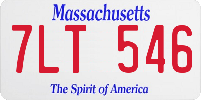 MA license plate 7LT546