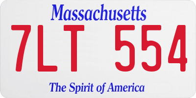 MA license plate 7LT554