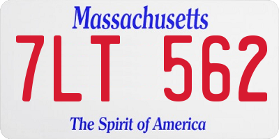 MA license plate 7LT562