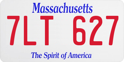 MA license plate 7LT627
