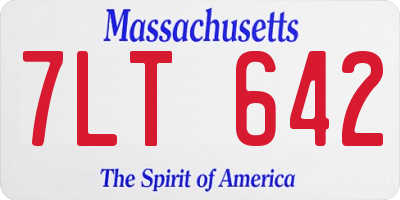 MA license plate 7LT642