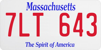 MA license plate 7LT643