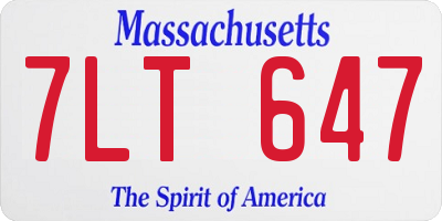 MA license plate 7LT647