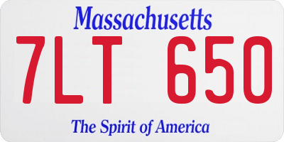 MA license plate 7LT650