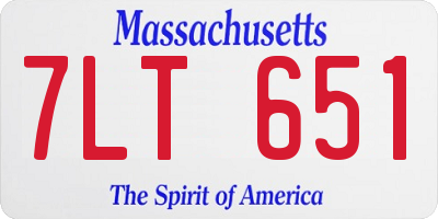 MA license plate 7LT651