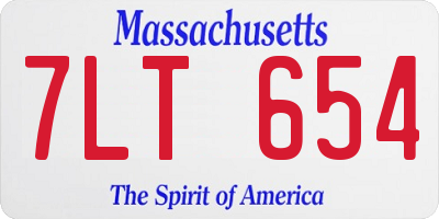 MA license plate 7LT654