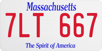 MA license plate 7LT667