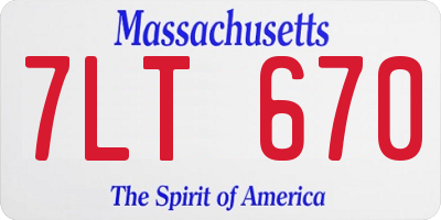 MA license plate 7LT670