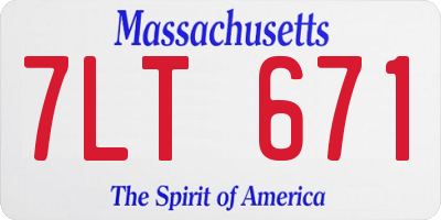 MA license plate 7LT671