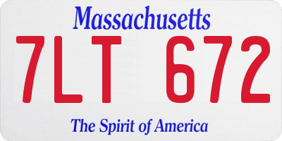 MA license plate 7LT672