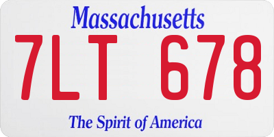 MA license plate 7LT678