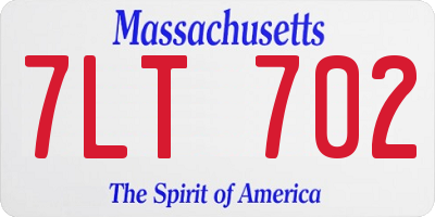 MA license plate 7LT702