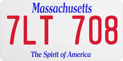 MA license plate 7LT708