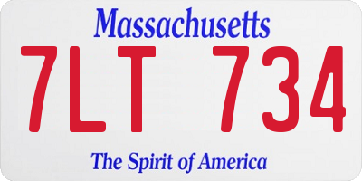 MA license plate 7LT734