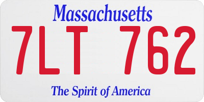 MA license plate 7LT762