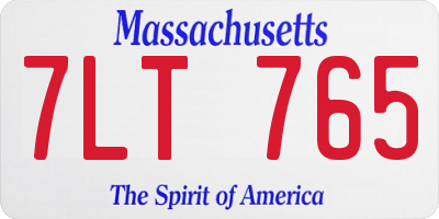 MA license plate 7LT765