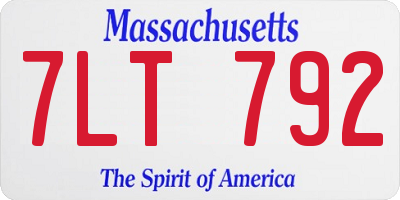 MA license plate 7LT792