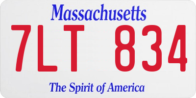 MA license plate 7LT834