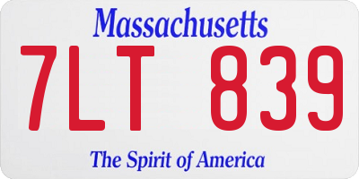 MA license plate 7LT839