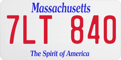 MA license plate 7LT840