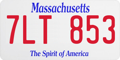 MA license plate 7LT853