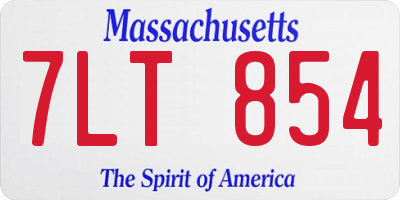 MA license plate 7LT854