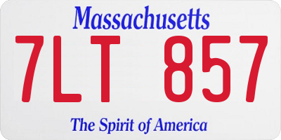 MA license plate 7LT857