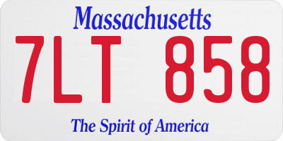 MA license plate 7LT858