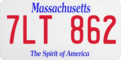 MA license plate 7LT862