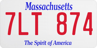 MA license plate 7LT874